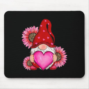 Happy Valentine's Day Gnome With Leopard Sunflower Mouse Pad