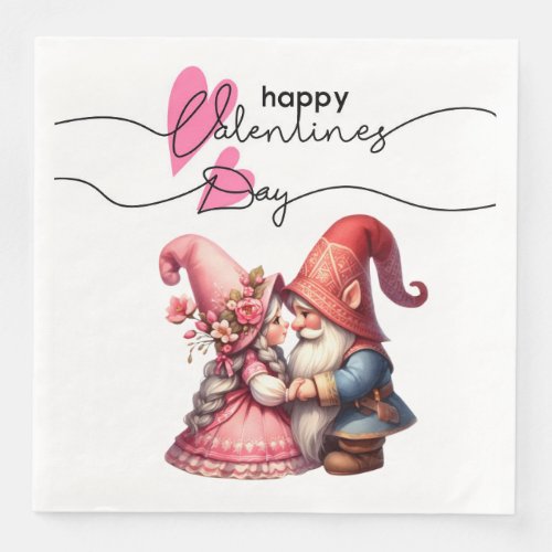 Happy Valentines Day Gnomes Paper Dinner Napkins