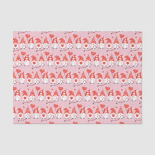 Happy Valentines Day Gnomes Pattern Pink Red Tissue Paper