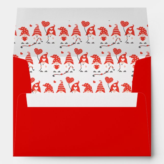 Happy Valentines Day Gnomes Red  Envelope (Back (Bottom))