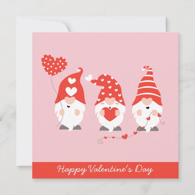 Happy Valentines Day Gnomes Red Pink (Front)