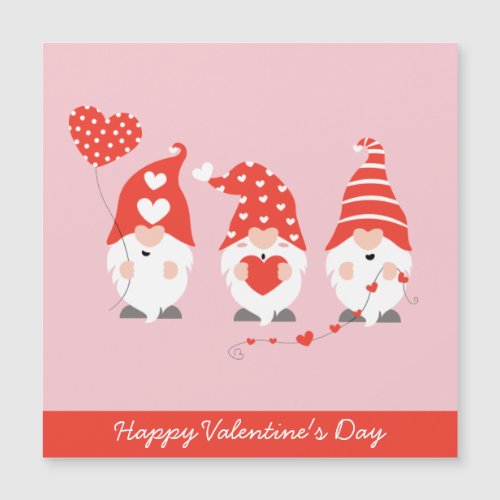 Happy Valentines Day Gnomes Red Pink