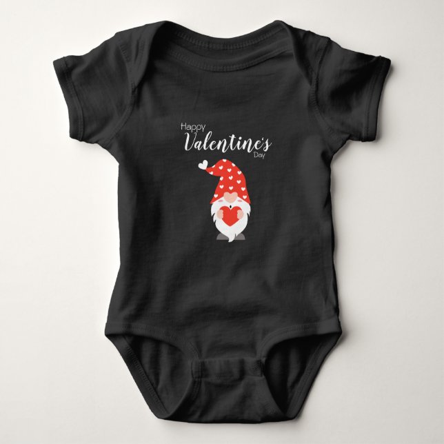 Happy Valentines Day Gnomes Red Pink Baby Bodysuit (Front)