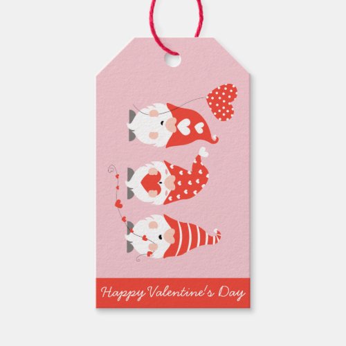 Happy Valentines Day Gnomes Red Pink Gift Tags