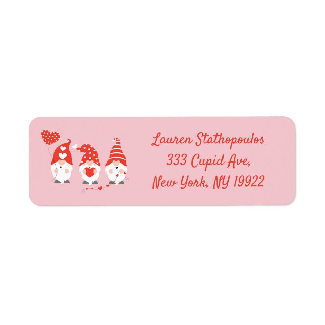 Happy Valentines Day Gnomes Red Pink Label (Front)