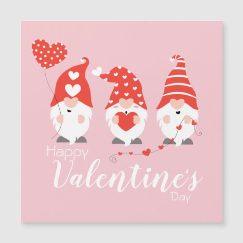 Happy Valentines Day Gnomes Red Pink Magnet