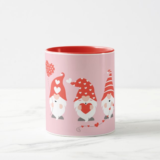 Happy Valentines Day Gnomes Red Pink Mug (Center)