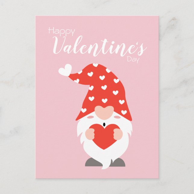 Happy Valentines Day Gnomes Red Pink Postcard (Front)