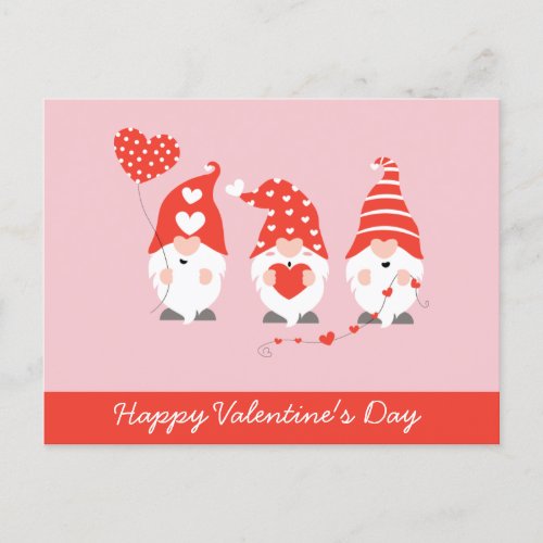 Happy Valentines Day Gnomes Red Pink Postcard
