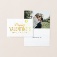 Happy Valentine's Day Gold Foil Custom Photo Card