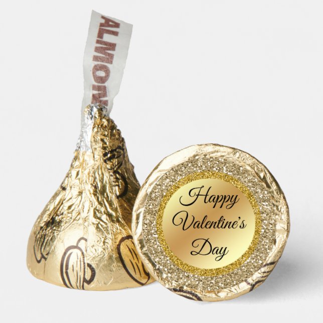 happy valentines day gold metal glitters luxury hershey®'s kisses® (Front)