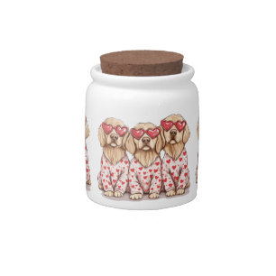 Happy Valentines Day Golden Retriever Dogs Candy Jar