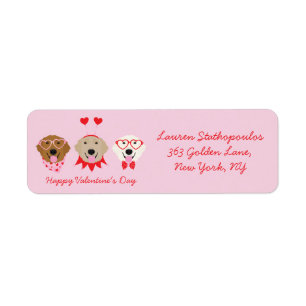 Happy Valentines Day Golden Retriever Dogs Label