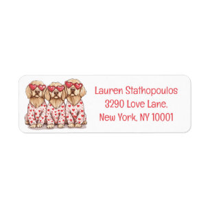 Happy Valentines Day Golden Retriever Dogs Label