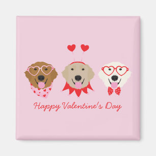 Happy Valentines Day Golden Retriever Dogs Magnet