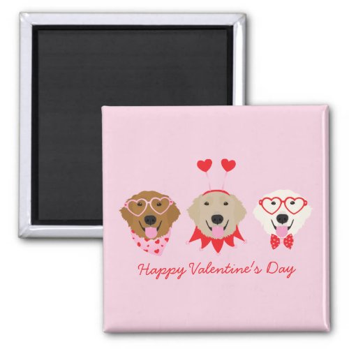 Happy Valentines Day Golden Retriever Dogs Magnet
