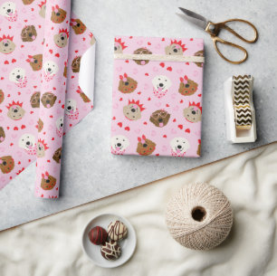 Happy Valentines Day Golden Retriever Dogs Wrapping Paper