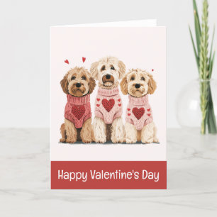 Happy Valentines Day Goldendoodle Dogs Holiday Card