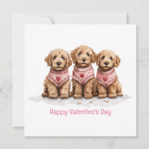 Happy Valentines Day Goldendoodle Dogs Holiday Card