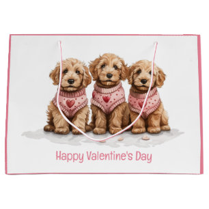 Happy Valentines Day Goldendoodle Dogs Large Gift Bag