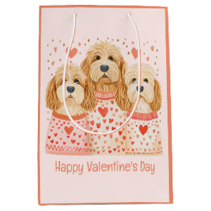 Happy Valentines Day Goldendoodle Dogs Medium Gift Bag