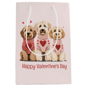 Happy Valentines Day Goldendoodle Dogs Medium Gift Bag