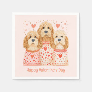 Happy Valentines Day Goldendoodle Dogs Napkins
