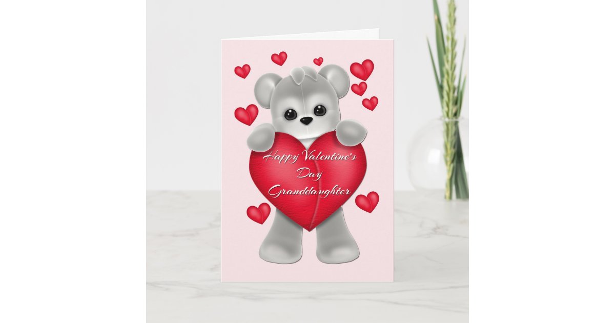 Happy Valentine's Day Granddaughter Holiday Card