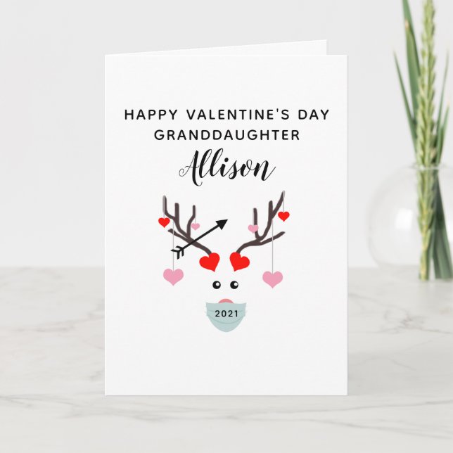 Happy Valentines Day Granddaughter Personalized Card (Front)