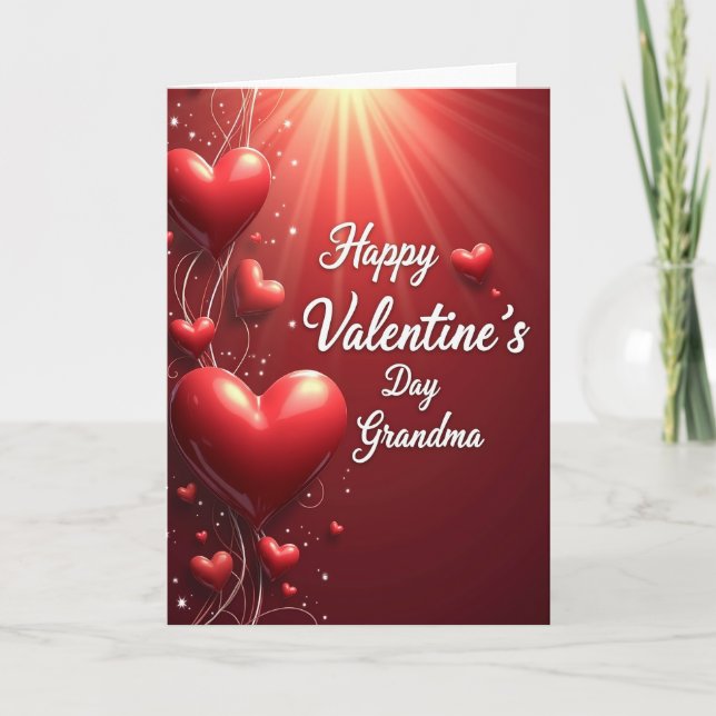 Happy Valentines Day Grandma Hearts Card (Front)
