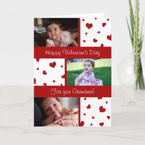 Happy Valentines Day Grandma Photo Card Hearts