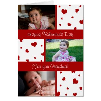 Happy Valentine's Day Grandma Photo Card Hearts