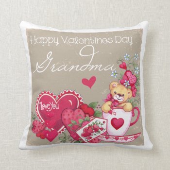 Happy Valentines Day Grandma Pillow by valentines_store at Zazzle