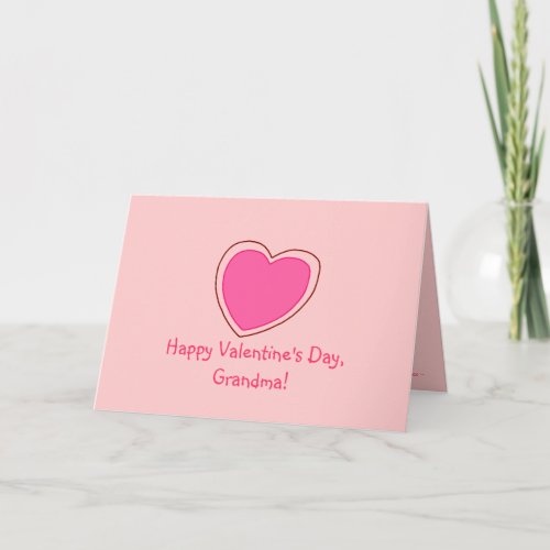 Happy Valentines Day Grandma pink heart 1 Holiday Card