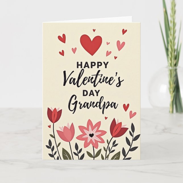 Happy Valentines Day Grandpa Hearts Card (Front)