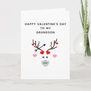Happy Valentines Day Grandson 2021 Love Deer Card