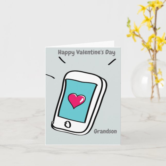 Happy Valentine's Day Grandson Card (Yellow Flower)