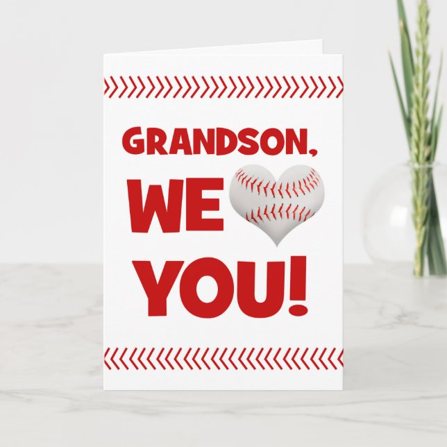 Happy Valentine's Day Grandson From Both Baseball Holiday Card (Front)
