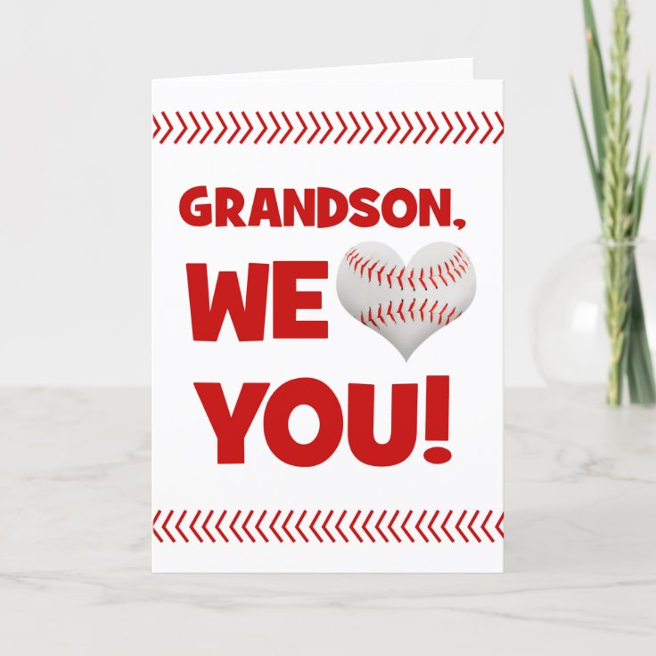 Happy Valentine's Day Grandson From Both Baseball Holiday Card Zazzle