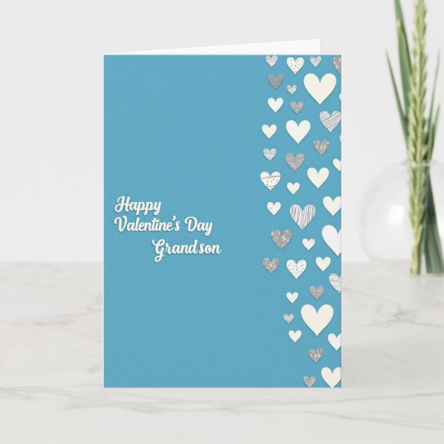 Happy Valentines Day Grandson Heart Card (Front)