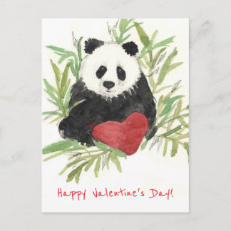Happy Valentine's Day Grandson Panda Bear Holiday Postcard