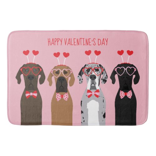 Happy Valentines Day Great Dane Dogs Bath Mat