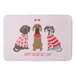 Happy Valentines Day Great Dane Dogs Bath Mat
