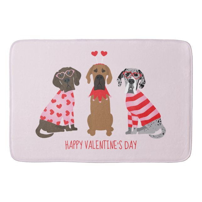 Happy Valentines Day Great Dane Dogs Bath Mat (Front)