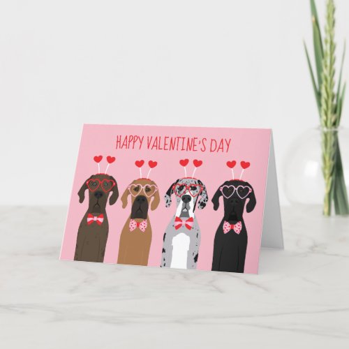Happy Valentines Day Great Dane Dogs Holiday Card