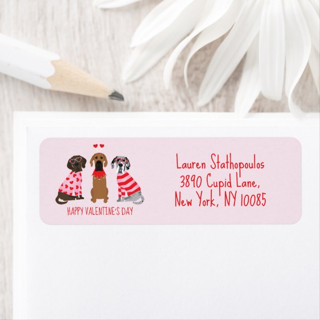 Happy Valentines Day Great Dane Dogs Label (Insitu)