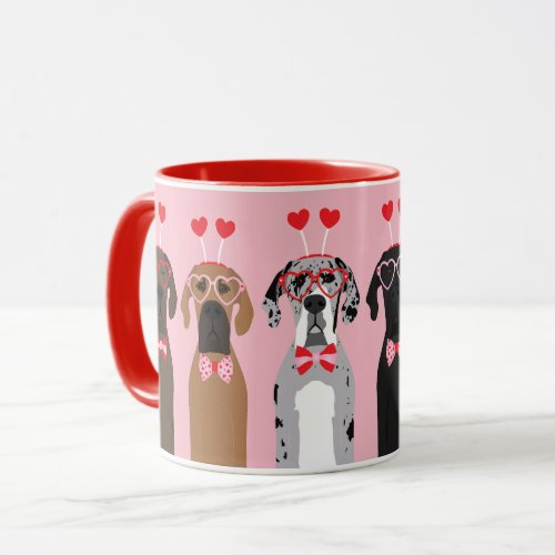 Happy Valentines Day Great Dane Dogs Mug