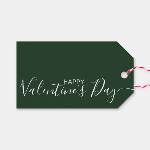 Happy Valentines Day Green White Modern Gift Tags