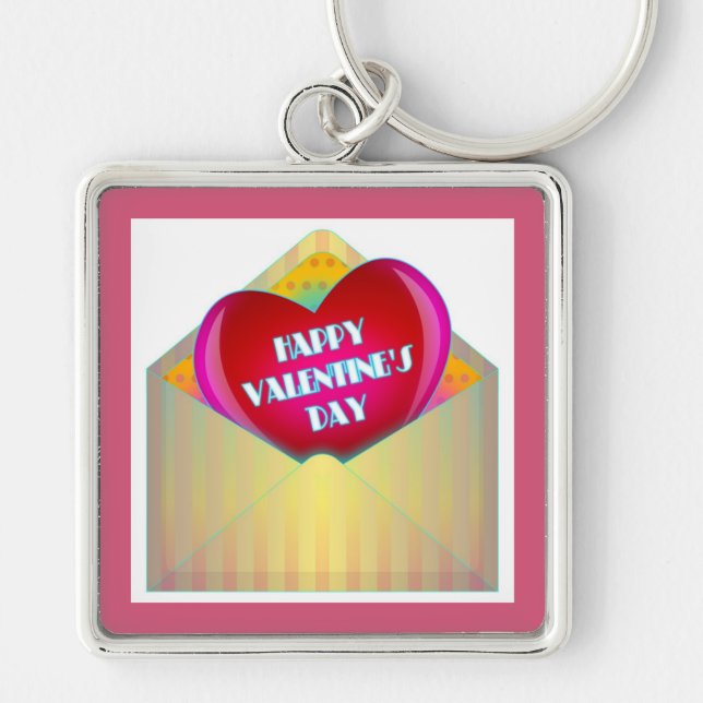 "HAPPY VALENTINE'S DAY" GREETING CARD KEYCHAIN (Front)