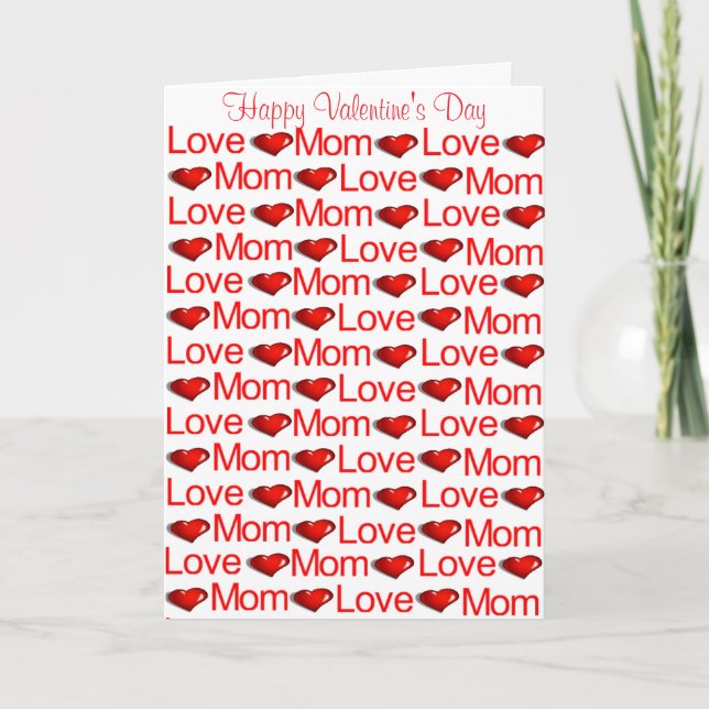 Happy Valentine's Day Greeting Card Mom Red Heart (Front)